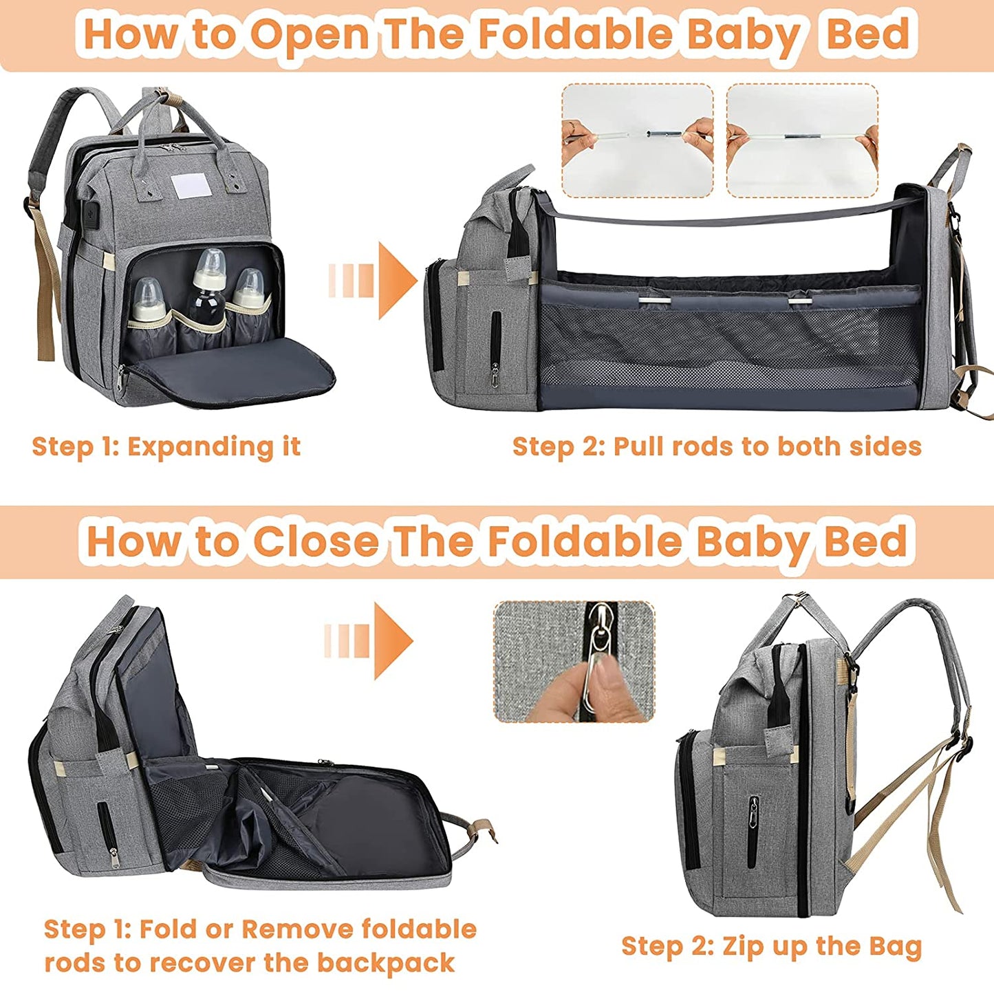 Sac à langer portatif | Berceau de voyage BabyNappy™ - Maman & Mini